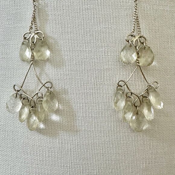 Silvertone clear beaded chandelier earrings - Picture 1 of 7
